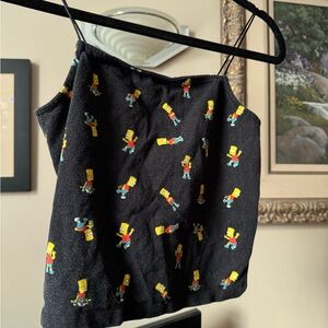 Black Tank Top with Simpsons Bart Cartoon Print